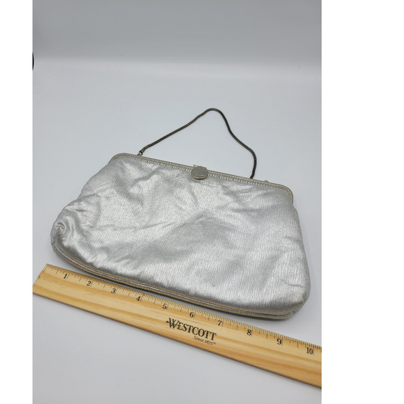 Vintage 1960's Handbag Clutch Silver Chain Strap Coin Purse - Picture 4 of 9